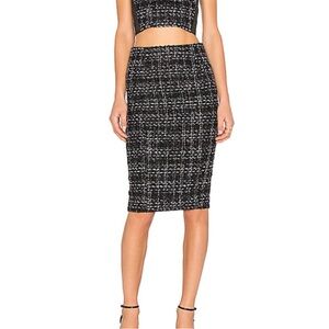 Blaque Label Black & Metallic Tweed Pencil Skirt Size Medium Career Office